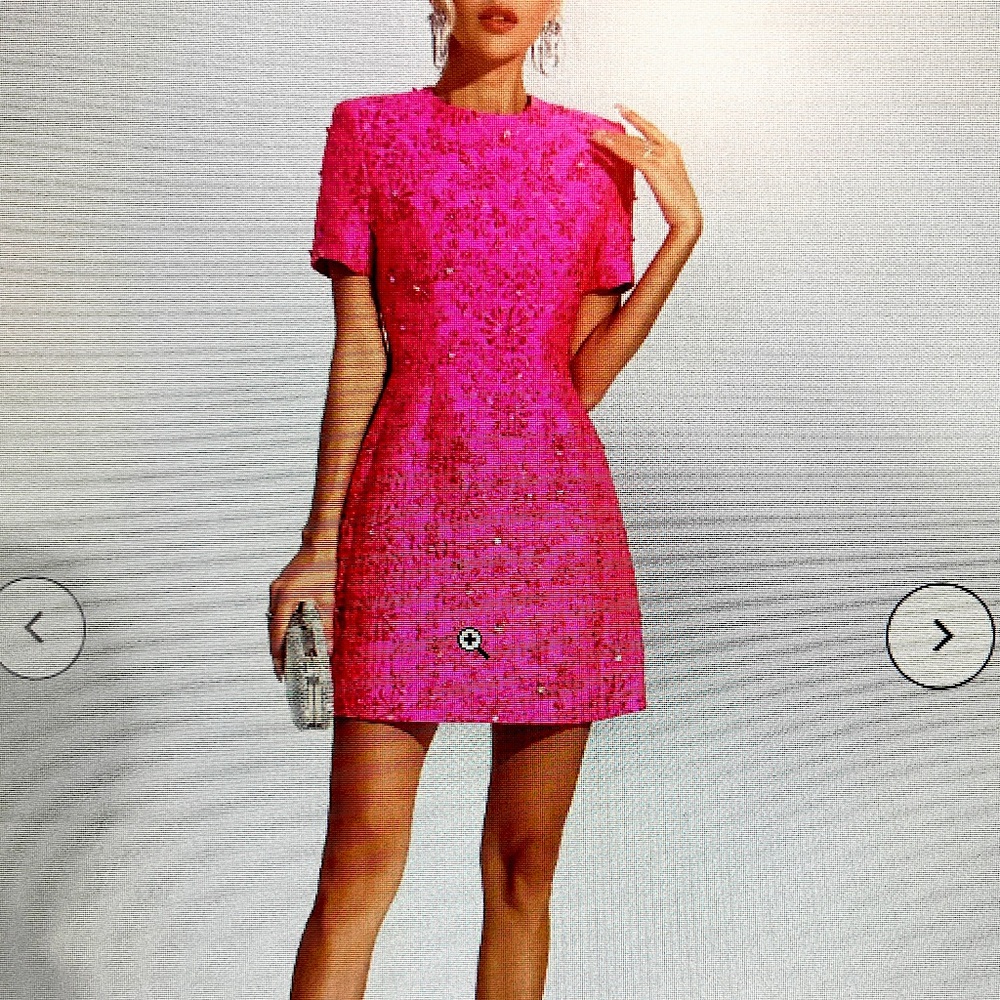 Astrid pink Jacquard floral mini dress